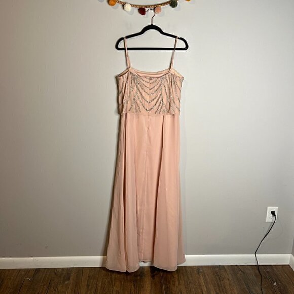 Marina Rinaldi pink sequin bodice drapey dress - Picture 4 of 6